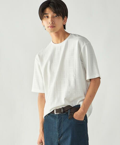 COMME CA ISM / コムサイズム Tシャツ | エンボスチェック クルーネックTシャツ | 詳細4