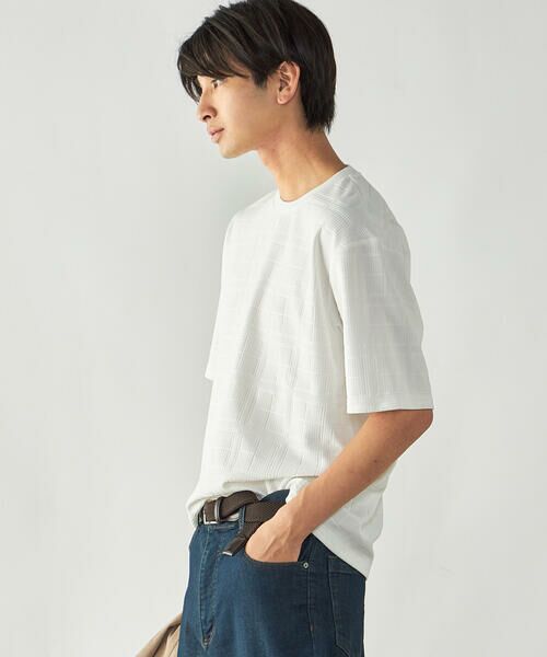 COMME CA ISM / コムサイズム Tシャツ | エンボスチェック クルーネックTシャツ | 詳細5