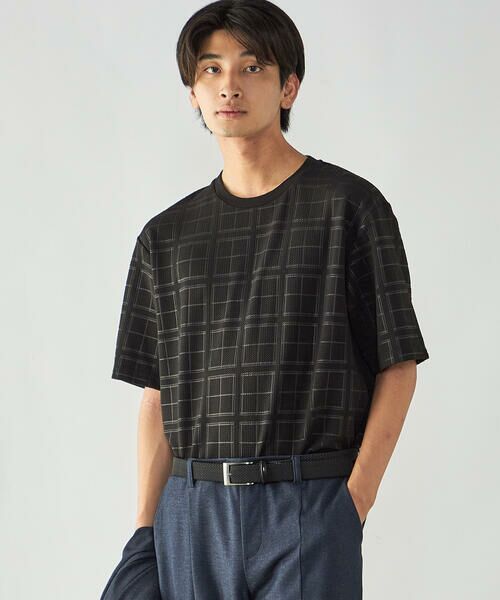 COMME CA ISM / コムサイズム Tシャツ | エンボスチェック クルーネックTシャツ | 詳細12
