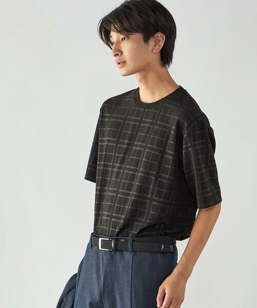 COMME CA ISM / コムサイズム Tシャツ | エンボスチェック クルーネックTシャツ | 詳細13
