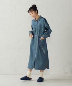 COMME CA ISM / コムサイズム ロング・マキシ丈ワンピース | ベルト付き デニムワンピース