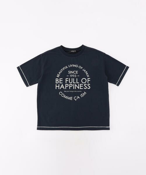 COMME CA ISM / コムサイズム Tシャツ | メッセージロゴ 半袖Tシャツ(ネイビー)