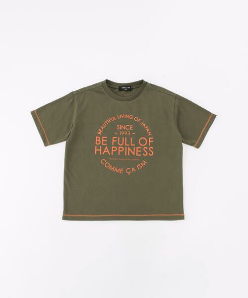 COMME CA ISM / コムサイズム Tシャツ | メッセージロゴ 半袖Tシャツ(カーキ)