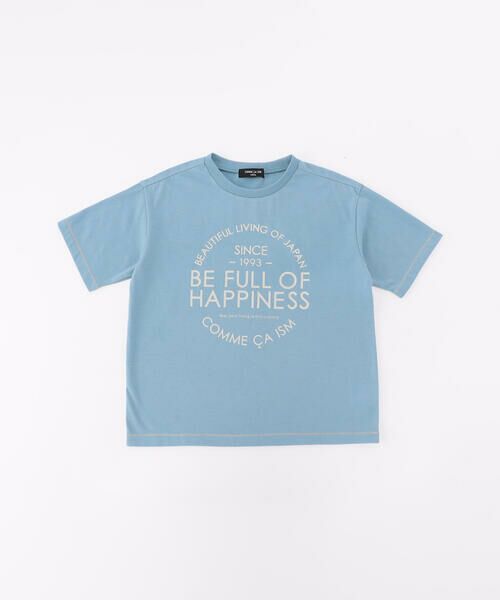 COMME CA ISM / コムサイズム Tシャツ | メッセージロゴ 半袖Tシャツ(サックス)