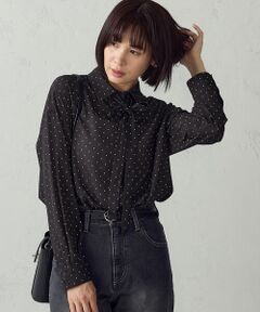 COMME CA ISM / コムサイズム シャツ・ブラウス | ドット柄 ボウタイ付き オーバーサイズシャツ