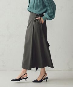 COMME CA ISM / コムサイズム ミニ・ひざ丈スカート | マイクロツイル ラップ風ナロースカート / セットアップ対応