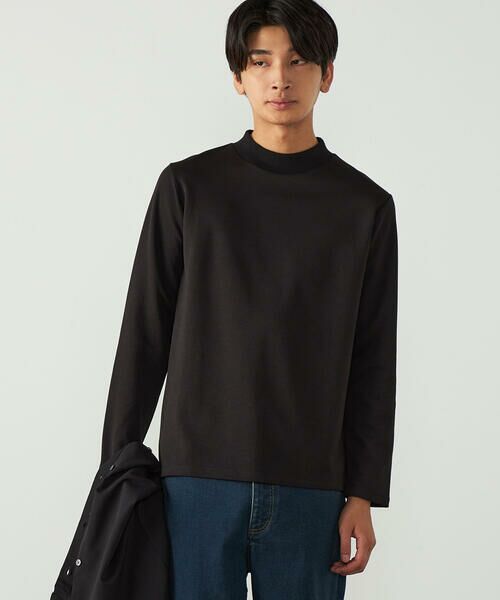 COMME CA ISM / コムサイズム Tシャツ | 【抗菌・防汚加工】モックネックTシャツ(ブラック)