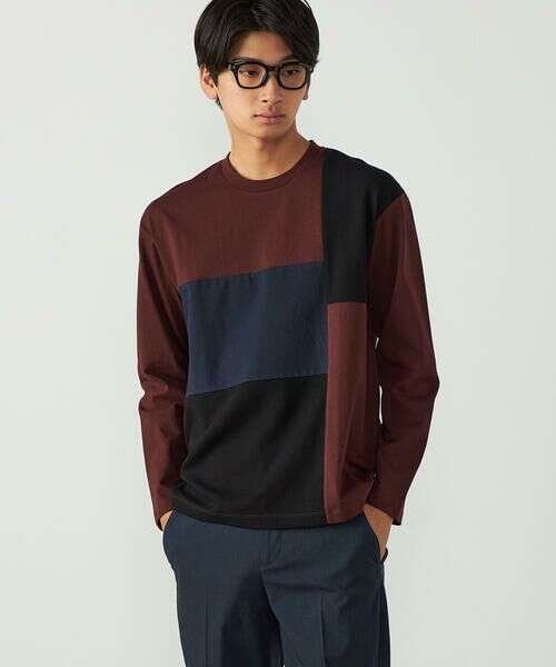 COMME CA ISM / コムサイズム Tシャツ | USAコットン デザインTシャツ（ボルドー）