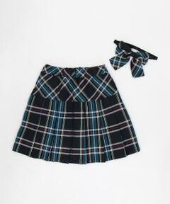 COMME CA ISM / コムサイズム ロング・マキシ丈スカート | リボンタイ付き チェックプリーツスカート(140-160cm)
