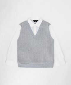 COMME CA ISM / コムサイズム シャツ・ブラウス | ケーブルフェイクレイヤードシャツ(100cm-130cm)