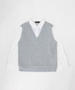 COMME CA ISM / コムサイズム シャツ・ブラウス | ケーブルフェイクレイヤードシャツ(140cm-160cm)