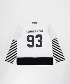 COMME CA ISM / コムサイズム Tシャツ | ナンバープリント フェイクレイヤードTシャツ