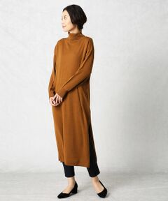 【洗える】ロングスリット ニット ドレス