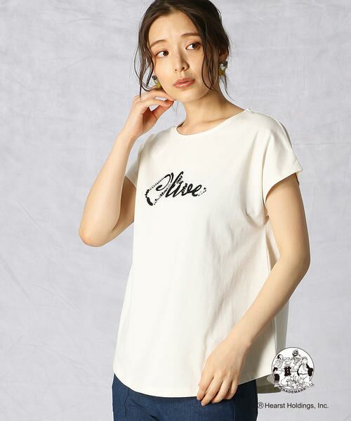Comme ca Mature / コムサマチュア Tシャツ | OLIVE OYL(R) ロゴ&ビジュー刺繍 Tシャツ | 詳細1
