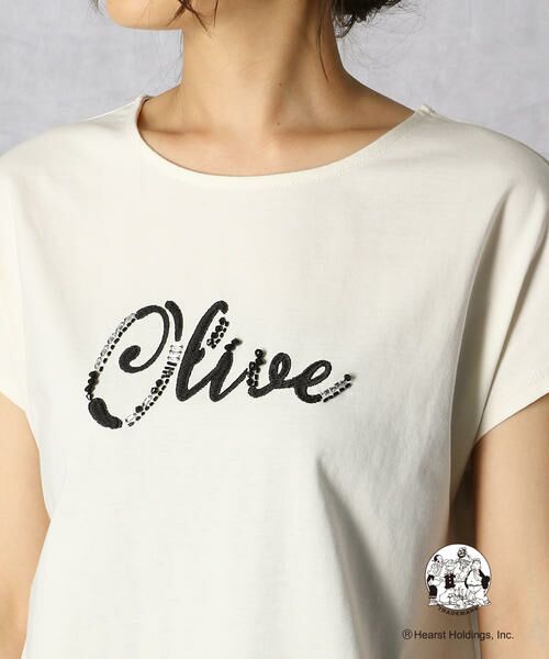 Comme ca Mature / コムサマチュア Tシャツ | OLIVE OYL(R) ロゴ&ビジュー刺繍 Tシャツ | 詳細5