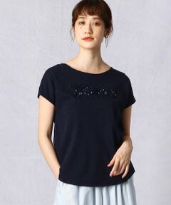 シルケット風天竺　スパンコールロゴＴシャツ