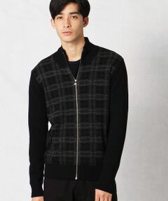 COMME CA MEN / コムサ・メン レザーブルゾン・ジャケット | プリンチペチェックジャカード　ジップブルゾン