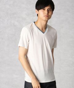 ラミーコットン天竺　VネックTシャツ