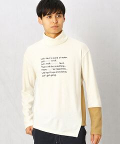 アシンメトリーコンビネーションハイネックＴシャツ