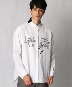 COMME CA MEN / コムサ・メン シャツ・ブラウス | ニットカラーメッセージプリントシャツ