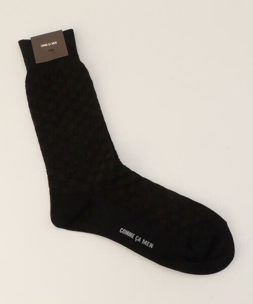 COMME CA MEN / コムサ・メン ソックス | ジャカード市松柄　クルーソックス（ブラウン）