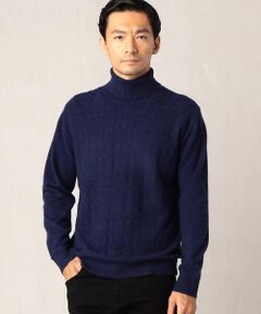 COMME CA MEN / コムサ・メン ニット・セーター | 市松オーバーペーン　タートルネックカシミヤセーター