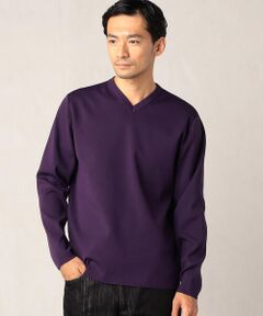 総針編み　Vネックセーター
