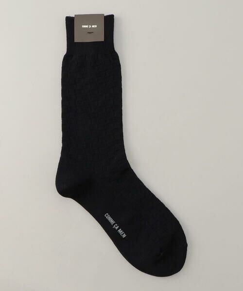 COMME CA MEN / コムサ・メン ソックス | 【市松柄】ジャカード クルーソックス（ブラック）
