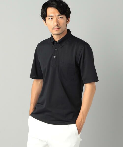 【COMME CA MEN】ボタンダウン カノコポロシャツ ブラック M コムサ・メン メンズ ポロシャツ 07-42CG15-204