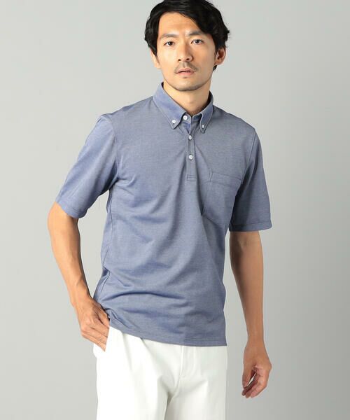 【COMME CA MEN】ボタンダウン カノコポロシャツ ブルー L コムサ・メン メンズ ポロシャツ 07-42CG15-204