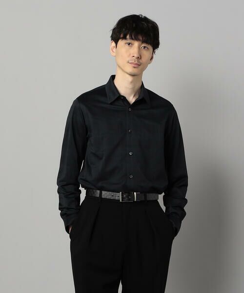 COMME CA MEN/コムサ・メン 和歌山編みイル・プリンチペ ジャージー レギュラーカラーシャツ ブラック M COMME CA MEN/コムサ・メン 和歌山編みイル・プリンチペ ジャージー レギュラーカラーシャツ ブラック M