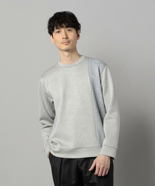 COMME CA MEN / コムサ・メン カットソー | 柄切り替えデザイン ロングスリーブ(グレー)