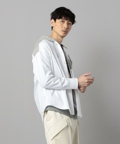 COMME CA MEN / コムサ・メン シャツ・ブラウス | フーディーミックス シャツ(ホワイト)