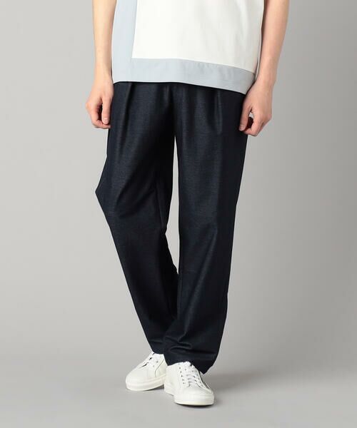 COMME CA MEN/コムサ・メン 和歌山編み コットンデニムライクジャージー インタックパンツ ネイビー M COMME CA MEN/コムサ・メン 和歌山編み コットンデニムライクジャージー インタックパンツ ネイビー M