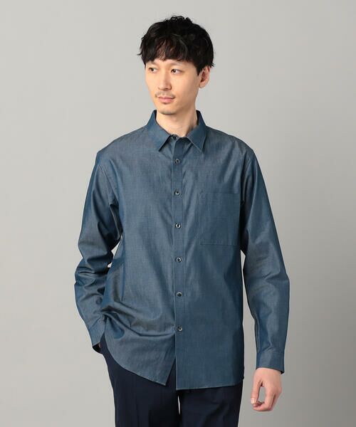 COMME CA MEN / コムサ・メン シャツ・ブラウス | デニムライクコットンツイル レギュラーカラーシャツ(ネイビー)