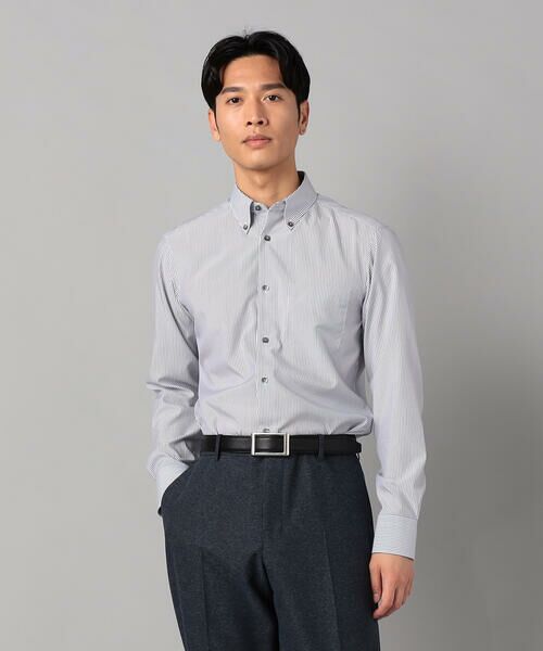 COMME CA MEN/コムサ・メン COOL MAX ストライプ レギュラーカラーシャツ ネイビー L COMME CA MEN/コムサ・メン COOL MAX ストライプ レギュラーカラーシャツ ネイビー L