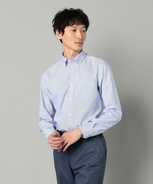 COMME CA MEN / コムサ・メン シャツ・ブラウス | COOL MAX ストライプ レギュラーカラーシャツ(ブルー)