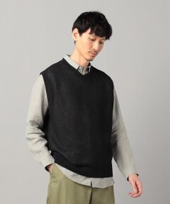 COMME CA MEN / コムサ・メン ニット・セーター | ペーパーヤーン透かし編み ベスト