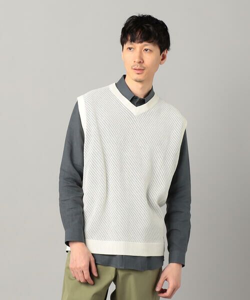COMME CA MEN / コムサ・メン ニット・セーター | ペーパーヤーン透かし編み ベスト | 詳細2