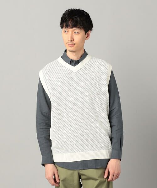 COMME CA MEN / コムサ・メン ニット・セーター | ペーパーヤーン透かし編み ベスト | 詳細3