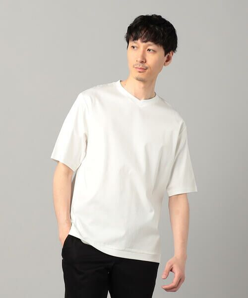 COMME CA MEN/コムサ・メン 和歌山編み コットンスムースVネックTシャツ ホワイト M COMME CA MEN/コムサ・メン 和歌山編み コットンスムースVネックTシャツ ホワイト M
