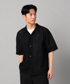 COMME CA MEN / コムサ・メン ニット・セーター | 鹿の子透かし編みオープンカラー ニットシャツ