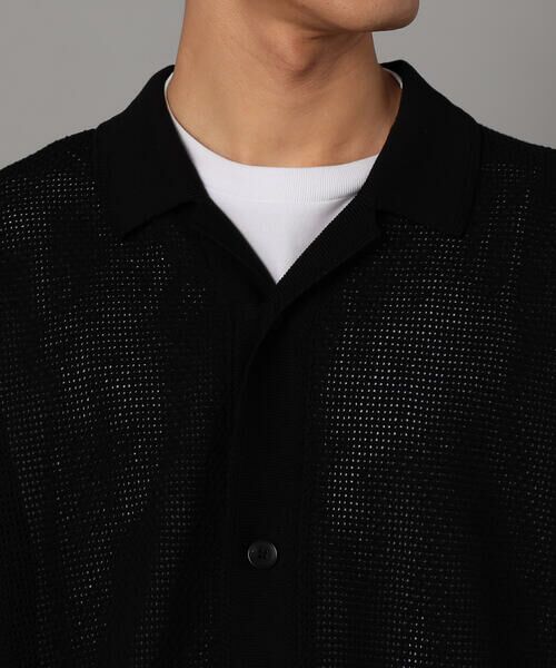 COMME CA MEN / コムサ・メン ニット・セーター | 鹿の子透かし編みオープンカラー ニットシャツ | 詳細10