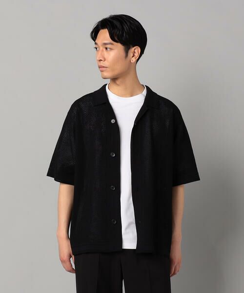 COMME CA MEN / コムサ・メン ニット・セーター | 鹿の子透かし編みオープンカラー ニットシャツ | 詳細4