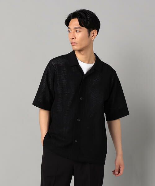 COMME CA MEN / コムサ・メン ニット・セーター | 鹿の子透かし編みオープンカラー ニットシャツ | 詳細6