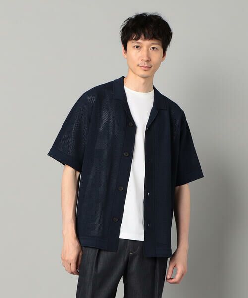 COMME CA MEN / コムサ・メン ニット・セーター | 鹿の子透かし編みオープンカラー ニットシャツ | 詳細17