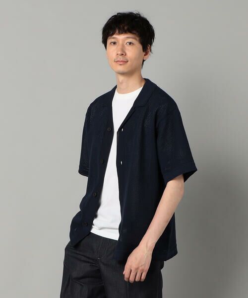 COMME CA MEN / コムサ・メン ニット・セーター | 鹿の子透かし編みオープンカラー ニットシャツ | 詳細16