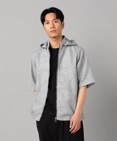 COMME CA MEN / コムサ・メン ブルゾン | 高通気杢カラミドビーストレッチ 2WAY半袖フーディーブルゾン　