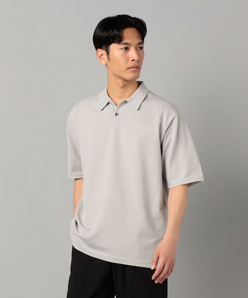 COMME CA MEN / コムサ・メン ニット・セーター | プレーティング編み ニットポロ(ライトグレー)