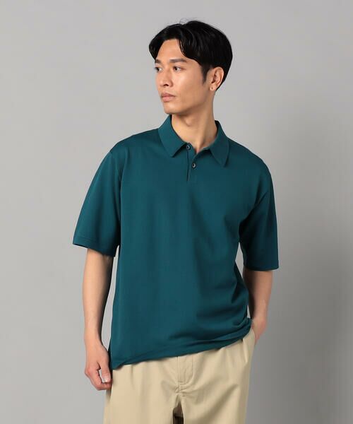 COMME CA MEN / コムサ・メン ニット・セーター | プレーティング編み ニットポロ(ブルー)